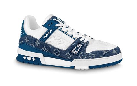 lv trainer white blue|louis vuitton trainer shoes.